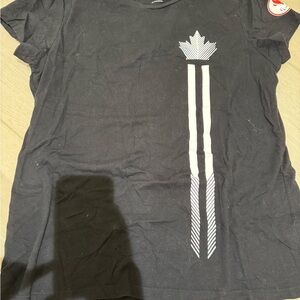 Black Team Canada Olympic T-Shirt with White Maple Leaf Design
